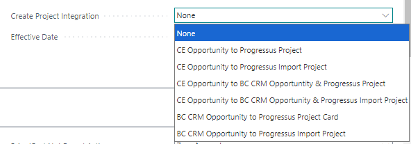 BC CE Integration - Project Setup options