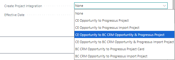 BC CE Integration - Project Setup options