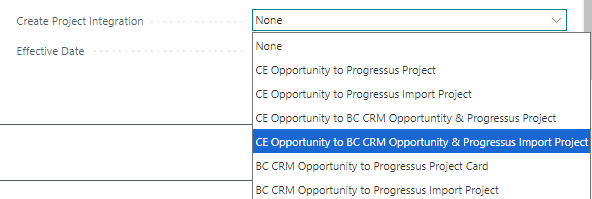 BC CE Integration - Project Setup options