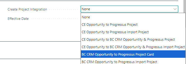 BC CE Integration - Project Setup options