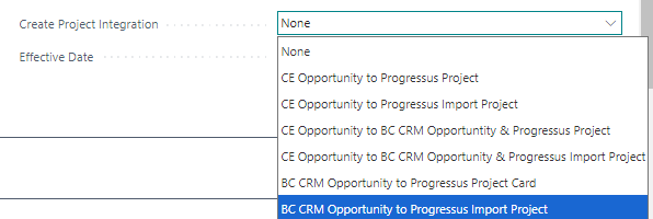 BC CE Integration - Project Setup options