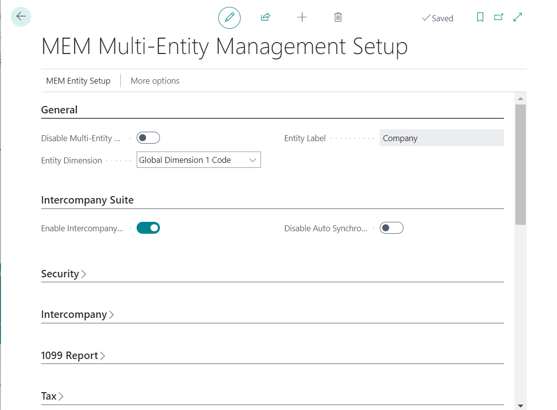 MEM Multi-Entity Management Setup